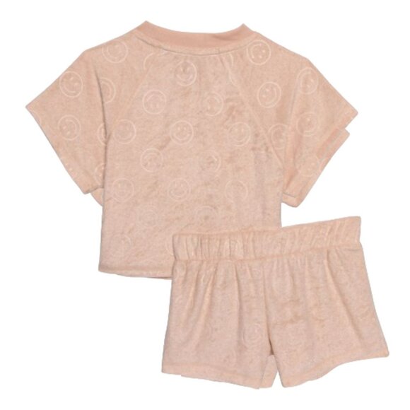 Bearpaw Big Girls Terry Knit Lounge Set - Short Sleeve in Rose Smoke- Size 10/12 - Picture 2 of 6